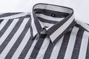 เสื้อเชิ้ตแขนสั้นลายทางสไตล์ฮาวายสำหรับผู้ชาย เสื้อเชิ้ตผ้าลินินลายทางลำลองทันสมัยสำหรับผู้ชาย เหมาะสำหรับใส่ไปชายหาดในฤดูร้อน - Product Image 5