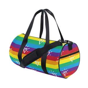 <b>Rainbow</b> Glitter Duffel Bag Large Capacity Polyester Sport Fitness Gym Bag with Zipper Closure and Black Handles - Product Image 4