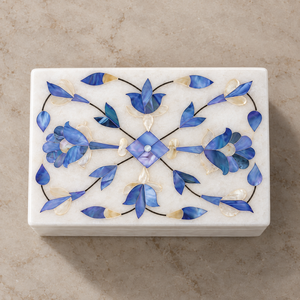 Elegant Modern Rectangle Printed Marble Inlay Floral Pattern Thanksgiving Jewelry <b>Box</b> with Lids for Storage <b>Rings</b> - Product Image 2