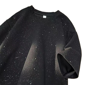 Nueva camiseta negra con purpurina de gran tamaño para hombre, camiseta moderna con brillo, camiseta informal de manga corta, top de moda Hip Hop para uso diario - Product Image 3