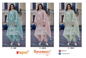 Shalwar Kameez de luxe pour les fêtes et l'Aïd Dull Santoon Bottom avec superbe broderie en organza vêtements indiens et pakistanais - Product Image 5