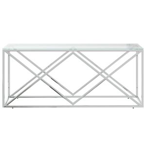 Tavolino in acciaio inossidabile e vetro 43.3 "x 17.7" x 17.7" - Product Image 3