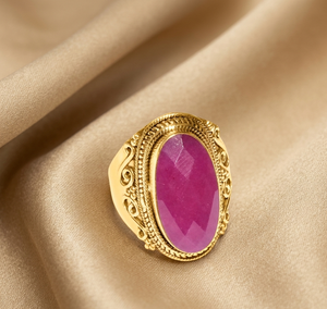 <b>Top</b> Pink Ruby Gemstone Ring 925 Sterling <b>Silver</b> Rose & Yellow Gold Plated Vintage Handmade Statement Ring Women Wedding Jewelry - Product Image 5