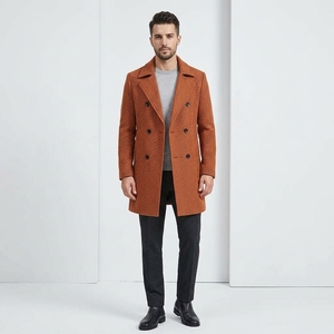 Autumn <b>Winter</b> New British <b>Men</b> Over Coat European Double Breasted Button Closure Long Solid Color Trench Coat - Product Image 3