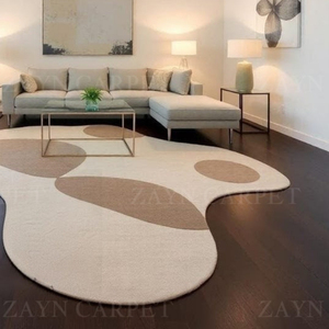 Modern Neutral Organic Shape Rug Hand Tufted Woolen Irregular Design Indoor Outdoor Rug Home Decor Best Price - Product Image 3