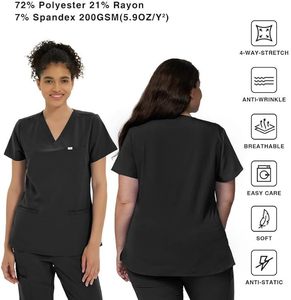 Medical <b>Scrub</b> <b>Tops</b> for Women - Soft Stretch V-Neck <b>Top</b> <b>Scrubs</b> with 3 Pockets - Product Image 5