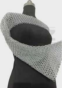 Body asymétrique en acier inoxydable plaqué argent, style armure de mode en maille - Product Image 3