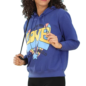 เสื้อฮู้ดสีน้ำเงินพิมพ์ลาย Love คุณภาพสูงสำหรับผู้หญิงจาก PUFFIN SPORTS ผลิตจากผ้าฝ้าย 100% ทรงปกติ สวมใส่สบายในฤดูใบไม้ร่วง - Product Image 4