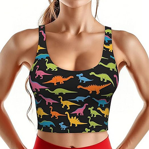 Sujetadores deportivos para mujer, sujetador de yoga con estampado animal, espalda cruzada, ligero, transpirable, antibacteriano, que absorbe el sudor, elástico en cuatro direcciones - Product Image 1