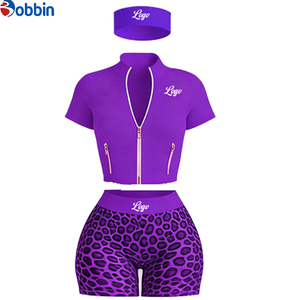 Top Trending Hot Selling Summer Clothes Women Custom Streetwear <b>Workout</b> Sets Zip up Short Sleeve <b>Jacket</b> and Shorts 3 Pcs Set - Product Image 3
