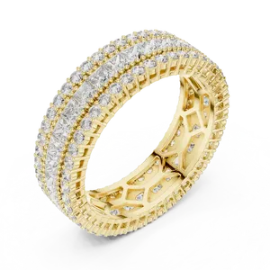 Multi <b>Row</b> Princess Round Cut Lab Grown Diamond Eternity Ring 18K Solid Gold E Color IGI Certified Luxury Unisex Statement Accent - Product Image 2
