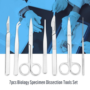 Ensemble de dissection en acier inoxydable de 7 pièces, kit de dissection pour l'enseignement de l'anatomie, des échantillons biologiques, pour les étudiants en médecine - Product Image 2