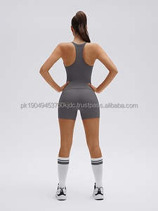 Women's 2-Piece Workout Sets High-Waisted Biker Shorts Pockets Built-in Bra Racerback <b>Tank</b> <b>Tops</b> V-Neck Breathable Anti-Bacterial - Product Image 5