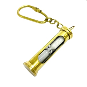 Llavero de latón hecho a mano con reloj de arena, estilo vintage, accesorio decorativo náutico, artículo de regalo artesanal de metal único - Product Image 2