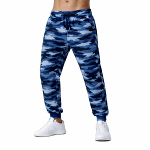 Pantalon de survêtement cargo en coton pour homme, coupe droite, décontracté, camouflage, taille mi-haute, avec cordon de serrage et broderie - Product Image 4