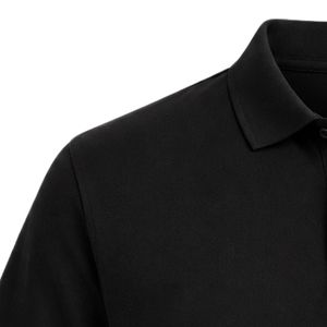 Black Short Sleeve Polo <b>Shirt</b> with Embroidered Jack & Jill Crest Patch on Chest Plain Back Classic Collar Button Front Casual - Product Image 2