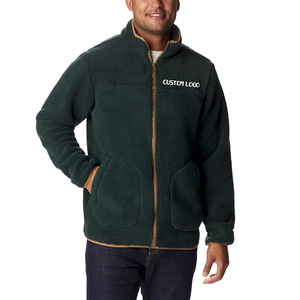 Veste en polaire vert foncé pour homme ELEGANT CORPORATION, col montant, fermeture éclair, poches avant, vêtement d'hiver décontracté, respirant - Product Image 1