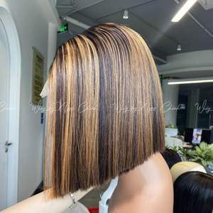 Brun de surbrillance du vendeur pour la perruque de couleur ombrée Extensions de cheveux humains alignées sur les cuticules vierges avec fermeture frontale en dentelle HD vietnamienne - Product Image 3