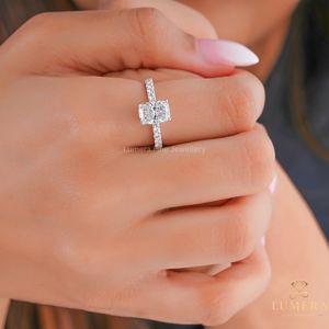 Elongated <b>Cushion</b> Cut Lab Grown Diamond Engagement Ring Luxury Custom Fine Jewelry for Women - Product Image 1