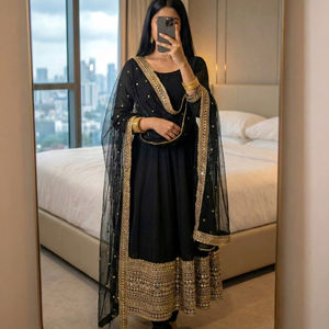 Ramdev Trading - Kurta/Kurti de Fiesta para Mujer, Corte Regular, Moderno, de Secado Rápido, con Estampado Digital en Seda Romana de Imitación Georgette Pesada - Product Image 1