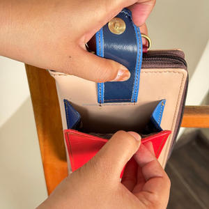 Mode petit bloc de couleur portefeuille en cuir recyclé avec fentes pour cartes trois compartiments téléphone portable sacs à bandoulière pour femmes - Product Image 5