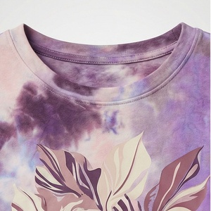 Women's 2 Piece <b>Tie</b> Dye Floral Shorts Set Short Sleeve Crew <b>Neck</b> Loose Fit Above Knee Casual Spring Summer Cotton Outfit - Product Image 4
