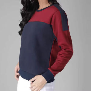 เสื้อสเวตเชิ้ตคอกลมสีบล็อกสำหรับผู้หญิง แขนยาว ผ้าฝ้ายถัก สวมใส่สบายๆ ในฤดูใบไม้ร่วง - Product Image 6