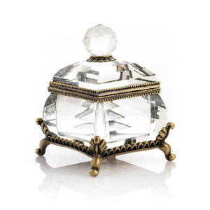 Boîtes à bijoux modernes en laiton et verre biseauté, design Royal Heritage |   Boîte à Bijoux Décorative de Luxe Personnalisable en Couleur et en Taille pour l'Exportation - Product Image 3