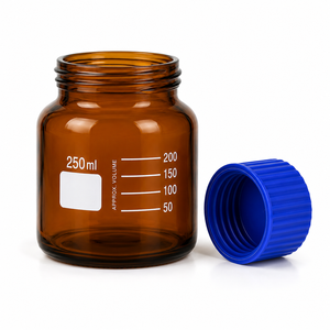 Botellas de Vidrio Ámbar de Boca Ancha de 250 ml, 500 ml y 1000 ml para Reactivos Químicos de Laboratorio y Uso Farmacéutico con Tapas de Rosca - Product Image 2