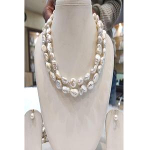 Conjunto de Collar y Pendientes de Perlas Barrocas de Primera Calidad, 2 Filas, para Mujeres y Niñas, Ideal para Bodas, Compromisos y Fiestas - Product Image 2