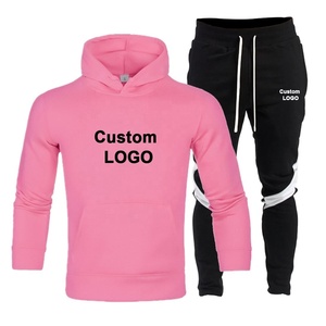Customable Men's Fitness Plain Pullover Hooded Kangaroo Pocket Track Suit Active Body Fit Solid Color Hoodie Blank Sweat Suit - Product Image 1