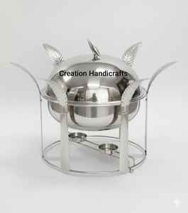 ถาดอุ่นอาหารสแตนเลสหรูหราพร้อมฝาปิดลายใบไม้ สำหรับบุฟเฟ่ต์ - Product Image 1