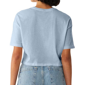 Custom Graphic <b>Blue</b> <b>Crop</b> <b>Top</b> T-Shirt Drop Shoulder Oversized Mockup Short Sleeve Personalized Text Logo Cropped T Shirts - Product Image 2