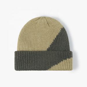 Nouveau hommes bonnets femmes automne hiver chaud seau chapeau à carreaux côtelé bonnets Style coréen doublé tricot à revers bonnet chapeau - Product Image 4