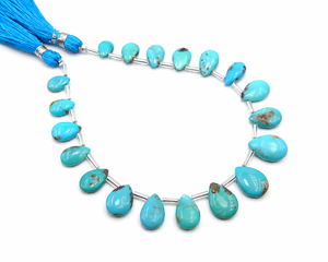 Perles lisses en turquoise naturelle d'Arizona, forme poire/goutte d'eau, bleu turquoise, brin de pierres précieuses en vrac pour la fabrication de bijoux, vente en gros - Product Image 5