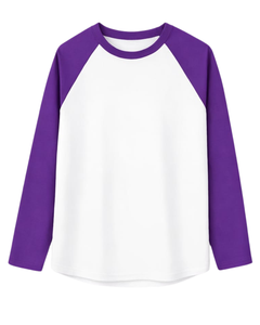 Custom Purple White Raglan Long Sleeve T Shirt Men Cotton Casual Contrast Crew Neck <b>Baseball</b> <b>Tee</b> OEM Manufacturer Supplier - Product Image 1