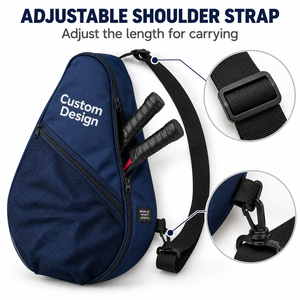 Sac de transport pour raquette de squash bleu marine, design personnalisé avec poche avant zippée en mesh et sangle réglable pour équipement de terrain - Product Image 3