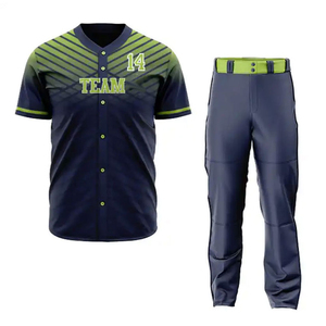 Uniforme de Béisbol para Hombre, Jersey Sublimado con Rayas Verde Marino, Cierre de Botones y Material de Poliéster que Absorbe la Humedad - Product Image 1