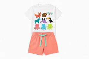 Conjunto de Verano para Niños, Camiseta y Pantalones Cortos de Algodón, Transpirable, Ligero, Informal, Cómodo, Talla Personalizada, Suministro OEM - Product Image 3