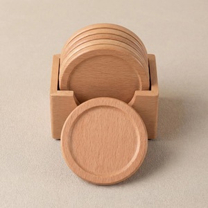 Wholesale ILAHI's Eco-Friendly Brown Square Wooden Coaster Classic Design Tabletop <b>Protective</b> Accessory Customizable Size Home - Product Image 4