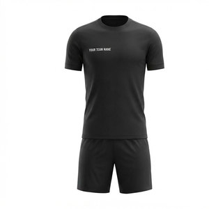 Custom Sublimated <b>Soccer</b> Jersey Set Men's Black Short Sleeve Moisture Wicking Uniforms Adult Size Crew Neck 100% Polyester - Product Image 2