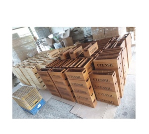 Boîte de caisse en bois de pin rustique avec poignée de corde nautique pour le stockage et l'organisation de la ferme affichage de boîtes de jardinière de décor à la maison - Product Image 2