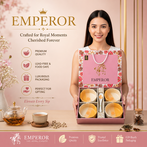Luxury Ceramic Tea Cup Gift Set Custom Logo Screen Printed Paper Gift <b>Box</b> Floral Packaging Made Delhi Homeware for Tea Gifting - Product Image 1