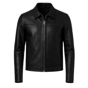 High Quality <b>Winter</b> <b>Leather</b> <b>Jackets</b> with Stand Collar Front Logo Placement Waterproof & Breathable - Product Image 2