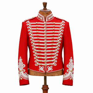 Veste Hussar Unisexe en Coton et Nylon Respirant à Manches Courtes, Broderie Blanche, Boutons Dorés, Manteau Formel Croisé pour Adulte - Product Image 2