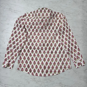 Classic <b>Long</b>-Sleeve Collarless Casual Shirt Featuring Floral Digital Printed Pattern 100% Cotton Summer Shirts - Product Image 2