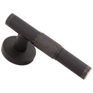 Juego de Manijas de Puerta de Lujo SS304 de Doble Tono con Acabado Moleteado Texturizado Negro Mate PVD, Oro Rosa PVD y Dorado Negro, Herrajes para Cerradura de Palanca - Product Image 3