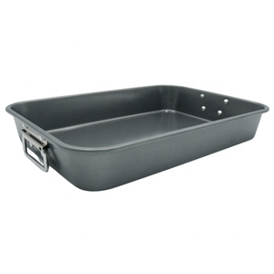 15x10 Inch Carbon Steel Roaster with drop <b>down</b> handle, Non-Stick Coating and Home Baking - Product Image 2