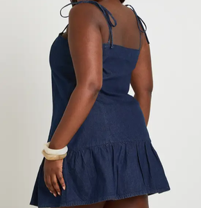 Vestido de Mezclilla Elástica de Algodón para Mujer, Estilo Casual, Fabricante de Ropa Personalizada OEM ODM, Proveedor Mayorista, Moda Primavera, Estilo Moderno - Product Image 6