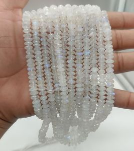 Natural Rainbow Moonstone German Cut Rondelle Beads 6-8mm Faceted Flashy Moonstone Loose <b>Gemstone</b> Beads For Jewelry Making - Product Image 3